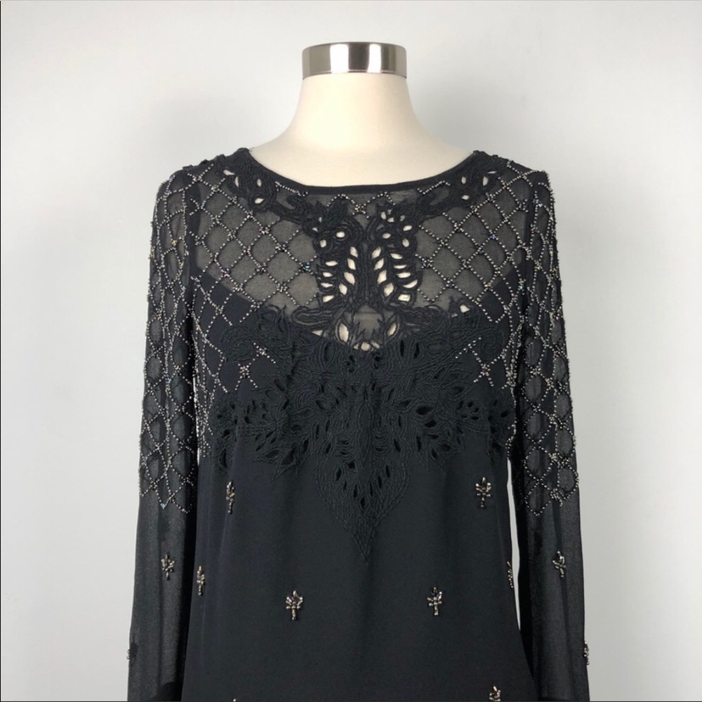 Free People Beaded Black Embroidered Dress - Picture 9 of 16